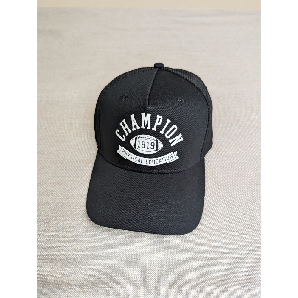 Champion Trucker Hat Mens OS Black NWT Mesh Snapback Physical Education 1919